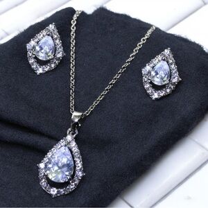 Silver Jewelry Set with Crystal Accents NWOT